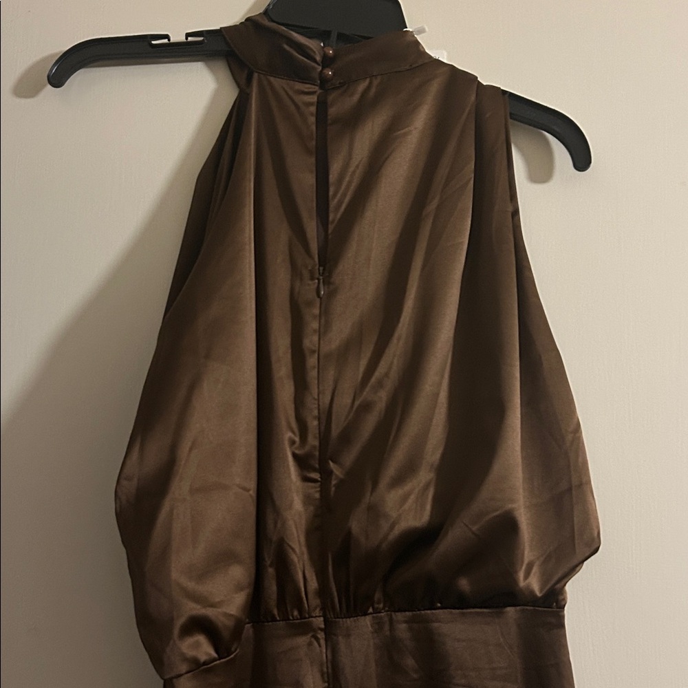Chic Brown Halter Maxi Dress - Picture 5 of 5